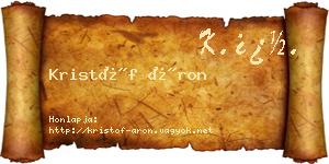 Kristóf Áron névjegykártya